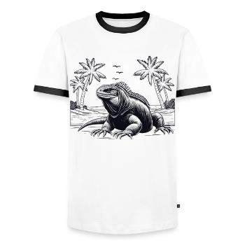 Herpetology Galapagos - Männer Kontrast-T-Shirt - Weiß/Schwarz - Vorne - AI Model Female 172 light (172cm) & AI Model Male 178 dark (178cm)