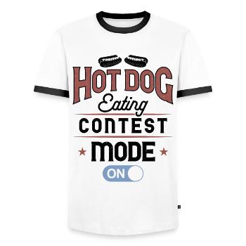 Hot-dog Adulte Manger des hot-dogs - T-shirt contrasté Homme - blanc/noir - Devant - AI Model Female 172 light (172cm) & AI Model Male 178 dark (178cm)