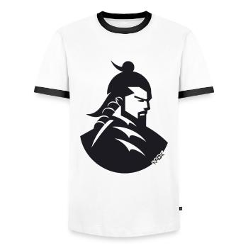 Ein japanischer Samurai Shogun - Männer Kontrast-T-Shirt - Weiß/Schwarz - Vorne - AI Model Female 172 light (172cm) & AI Model Male 178 dark (178cm)