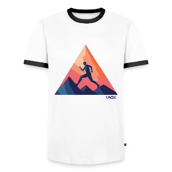 Triangle emblem of outdoor running and running - Men's Ringer Shirt - white/black - Front - AI Model Female 172 light (172cm) & AI Model Male 178 dark (178cm)