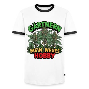 Gärtnern meine neues Hobby, Cannabis edition - Männer Kontrast-T-Shirt - Weiß/Schwarz - Vorne - AI Model Female 172 light (172cm) & AI Model Male 178 dark (178cm)