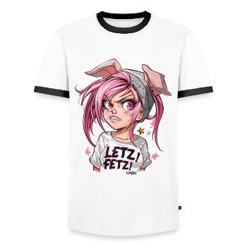 Selbstbewußt und stark, cooles Schweine-Mädchen - Männer Kontrast-T-Shirt - Weiß/Schwarz - Vorne - AI Model Female 172 light (172cm) & AI Model Male 178 dark (178cm)