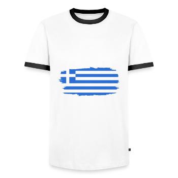 Griechischer Papa wie ein normaler Papa nur cooler - Männer Kontrast-T-Shirt - Weiß/Schwarz - Vorne - AI Model Female 172 light (172cm) & AI Model Male 178 dark (178cm)