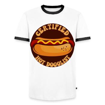Hot-dog adulte certifié chaud - T-shirt contrasté Homme - blanc/noir - Devant - AI Model Female 172 light (172cm) & AI Model Male 178 dark (178cm)