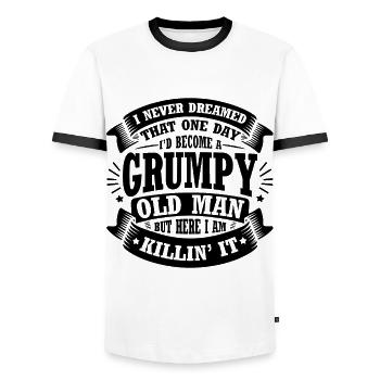 Grand-père grand-père à la retraite Devenez un vieil homme - T-shirt contrasté Homme - blanc/noir - Devant - AI Model Female 172 light (172cm) & AI Model Male 178 dark (178cm)
