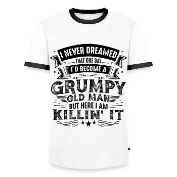 Opa Großvater Geschenkidee Become A Grumpy Old Man - T-shirt contrasté Homme - blanc/noir - Devant - AI Model Female 172 light (172cm) & AI Model Male 178 dark (178cm)