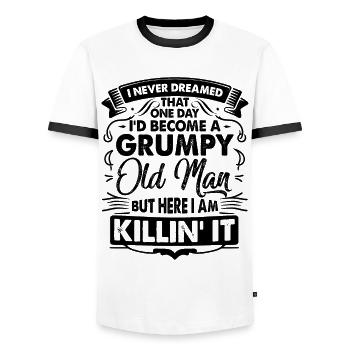 Grandpa Grandfather Pensioner Become A Grumpy Old Man - Men's Ringer Shirt - white/black - Front - AI Model Female 172 light (172cm) & AI Model Male 178 dark (178cm)