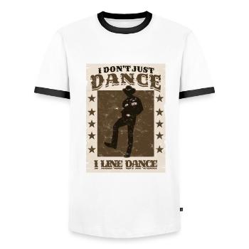 I Don't Just Dance I Line Dance - Männer Kontrast-T-Shirt - Weiß/Schwarz - Vorne - AI Model Female 172 light (172cm) & AI Model Male 178 dark (178cm)