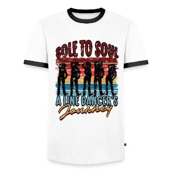 Line Dance Sole To Soul A Line Dancer's Journey - Männer Kontrast-T-Shirt - Weiß/Schwarz - Vorne - AI Model Female 172 light (172cm) & AI Model Male 178 dark (178cm)