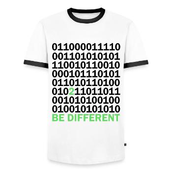 Be Different Binärcode Nerd Geschenk - Männer Kontrast-T-Shirt - Weiß/Schwarz - Vorne - AI Model Female 172 light (172cm) & AI Model Male 178 dark (178cm)