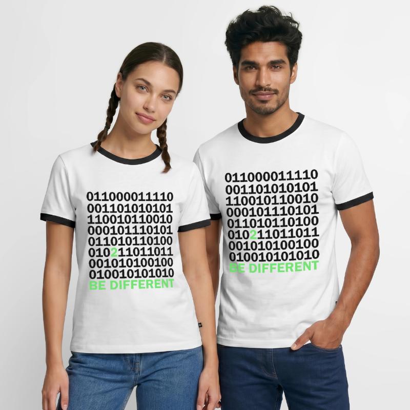 Cadeau Be Different Binary Code Nerd T-shirt contrasté Homme