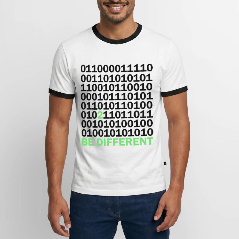 Cadeau Be Different Binary Code Nerd T-shirt contrasté Homme
