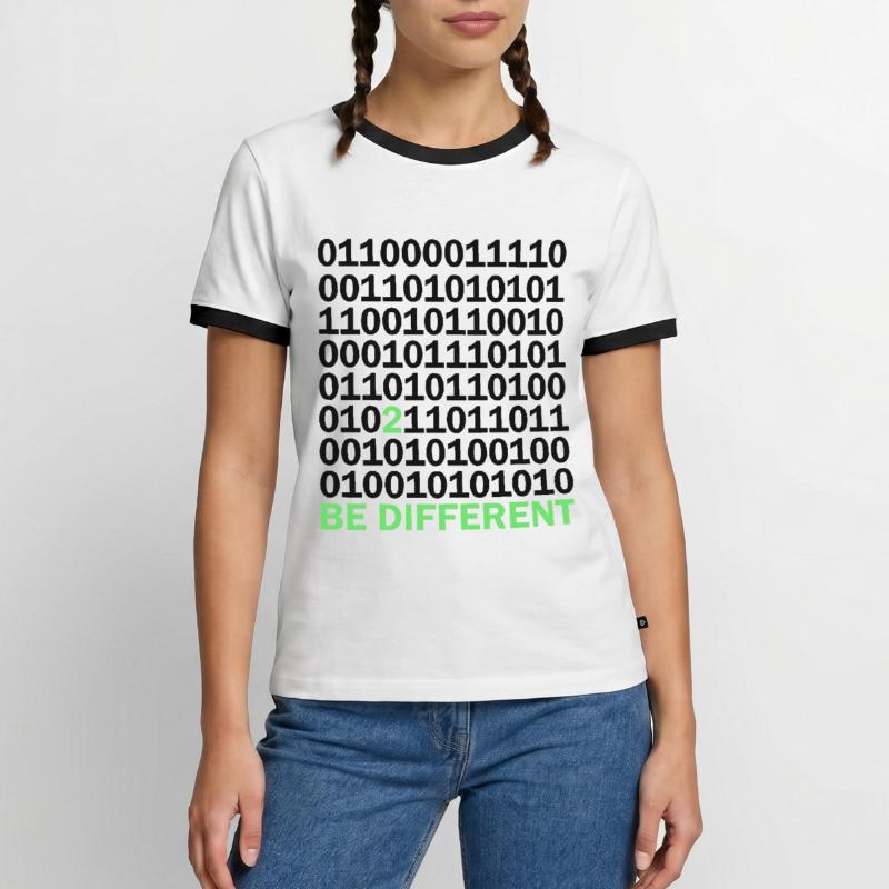 Cadeau Be Different Binary Code Nerd T-shirt contrasté Homme