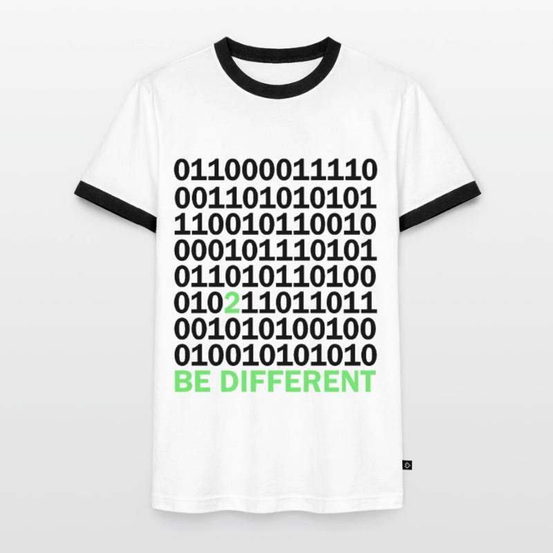 Cadeau Be Different Binary Code Nerd T-shirt contrasté Homme