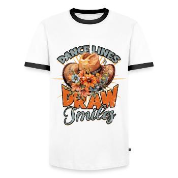 Line Dance Dance Lines Draw Smiles - Männer Kontrast-T-Shirt - Weiß/Schwarz - Vorne - AI Model Female 172 light (172cm) & AI Model Male 178 dark (178cm)