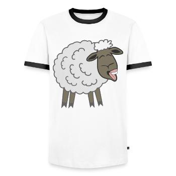 Smiling Sheep - Men's Ringer Shirt - white/black - Front - AI Model Female 172 light (172cm) & AI Model Male 178 dark (178cm)