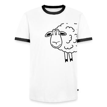 Sheep Shepherd Farmer - Men's Ringer Shirt - white/black - Front - AI Model Female 172 light (172cm) & AI Model Male 178 dark (178cm)