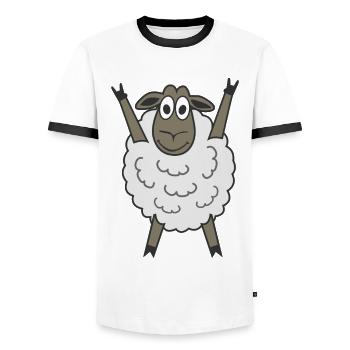 Sheep Funny Shepherd Farmer - Men's Ringer Shirt - white/black - Front - AI Model Female 172 light (172cm) & AI Model Male 178 dark (178cm)
