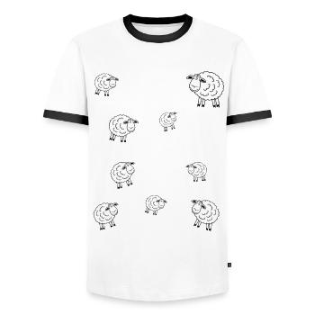 Sheep Joke - Men's Ringer Shirt - white/black - Front - AI Model Female 172 light (172cm) & AI Model Male 178 dark (178cm)