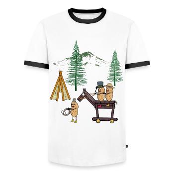 Peanut Peanuts Wild West Rider Teepee Nature - Men's Ringer Shirt - white/black - Front - AI Model Female 172 light (172cm) & AI Model Male 178 dark (178cm)