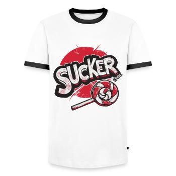 Lollipop lollipop sucks - Men's Ringer Shirt - white/black - Front - AI Model Female 172 light (172cm) & AI Model Male 178 dark (178cm)