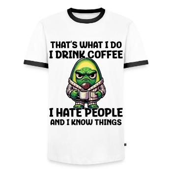 That's What I Do I Drink Coffee I Hate People - Männer Kontrast-T-Shirt - Weiß/Schwarz - Vorne - AI Model Female 172 light (172cm) & AI Model Male 178 dark (178cm)