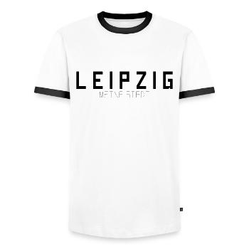 Leipzig Meine Stadt - Männer Kontrast-T-Shirt - Weiß/Schwarz - Vorne - AI Model Female 172 light (172cm) & AI Model Male 178 dark (178cm)