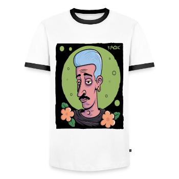 Mec gay : Soyez qui vous voulez être - T-shirt contrasté Homme - blanc/noir - Devant - AI Model Female 172 light (172cm) & AI Model Male 178 dark (178cm)