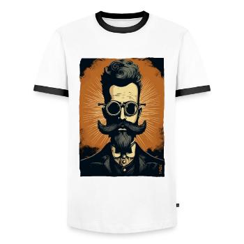 A Gentleman of Nerdy Science - Men's Ringer Shirt - white/black - Front - AI Model Female 172 light (172cm) & AI Model Male 178 dark (178cm)