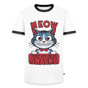 Miau Lustige Katze Sprüche Katzen Spruch - Männer Kontrast-T-Shirt - Weiß/Schwarz - Vorne - AI Model Female 172 light (172cm) & AI Model Male 178 dark (178cm)