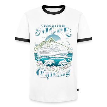 Croisière en mode vacances - T-shirt contrasté Homme - blanc/noir - Devant - AI Model Female 172 light (172cm) & AI Model Male 178 dark (178cm)