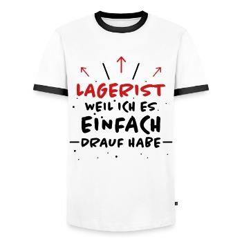 Lagerist Spruch Logistik Lustige Lagerist Geschenk - Männer Kontrast-T-Shirt - Weiß/Schwarz - Vorne - AI Model Female 172 light (172cm) & AI Model Male 178 dark (178cm)