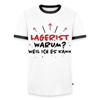 Lagerist Spruch Logistik Lustige Lagerist Geschenk - Männer Kontrast-T-Shirt - Weiß/Schwarz - Vorne - AI Model Female 172 light (172cm) & AI Model Male 178 dark (178cm)
