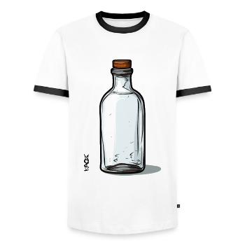 Leeres Glas-Flaschen-Motiv, Flasche ist leer - Männer Kontrast-T-Shirt - Weiß/Schwarz - Vorne - AI Model Female 172 light (172cm) & AI Model Male 178 dark (178cm)
