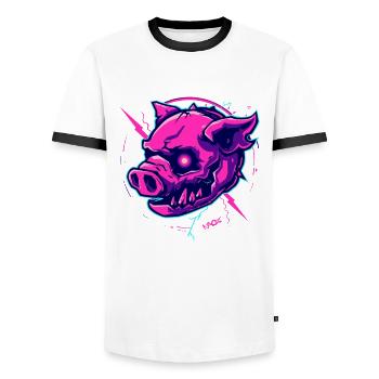 Pink Cyber Pig Punk - Men's Ringer Shirt - white/black - Front - AI Model Female 172 light (172cm) & AI Model Male 178 dark (178cm)