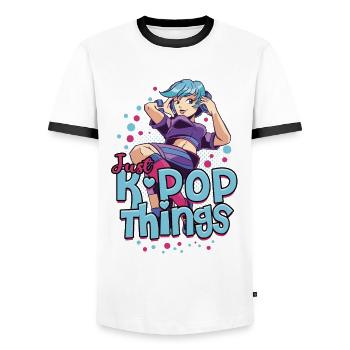 KPop Musique coréenne Juste des choses K-pop - T-shirt contrasté Homme - blanc/noir - Devant - AI Model Female 172 light (172cm) & AI Model Male 178 dark (178cm)