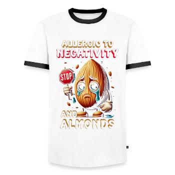 Allergie aux amandes Allergique à la négativité et aux amandes - T-shirt contrasté Homme - blanc/noir - Devant - AI Model Female 172 light (172cm) & AI Model Male 178 dark (178cm)