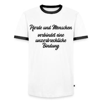 Reiten - Pferde und Menschen verbindet eine - Männer Kontrast-T-Shirt - Weiß/Schwarz - Vorne - AI Model Female 172 light (172cm) & AI Model Male 178 dark (178cm)