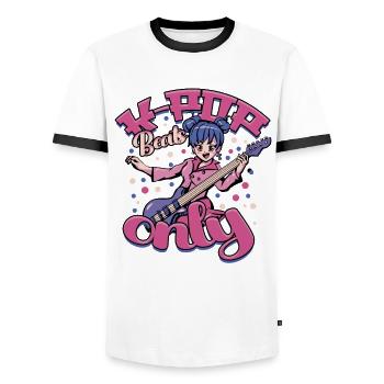 KPop Musique coréenne K-Pop Beats uniquement - T-shirt contrasté Homme - blanc/noir - Devant - AI Model Female 172 light (172cm) & AI Model Male 178 dark (178cm)