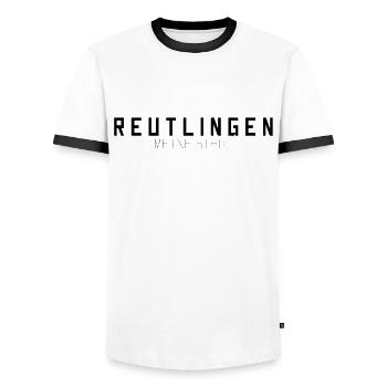 Reutlingen Meine Stadt - Männer Kontrast-T-Shirt - Weiß/Schwarz - Vorne - AI Model Female 172 light (172cm) & AI Model Male 178 dark (178cm)