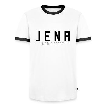 Iéna Ma ville - T-shirt contrasté Homme - blanc/noir - Devant - AI Model Female 172 light (172cm) & AI Model Male 178 dark (178cm)