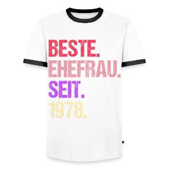 Meilleure épouse de la Saint-Valentin depuis 1978 - T-shirt contrasté Homme - blanc/noir - Devant - AI Model Female 172 light (172cm) & AI Model Male 178 dark (178cm)