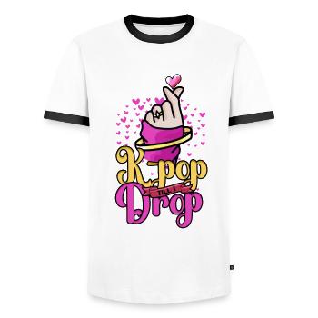 KPop jusqu’à ce que je laisse tomber la musique coréenne - T-shirt contrasté Homme - blanc/noir - Devant - AI Model Female 172 light (172cm) & AI Model Male 178 dark (178cm)