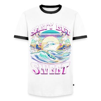 Croisière Cruiser Salé mais sucré - T-shirt contrasté Homme - blanc/noir - Devant - AI Model Female 172 light (172cm) & AI Model Male 178 dark (178cm)