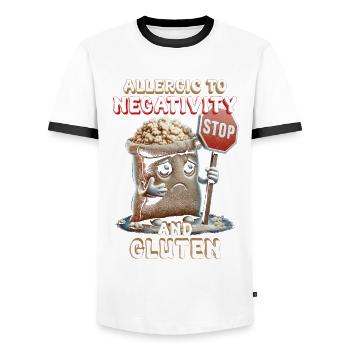 Allergie au gluten Intolérance au gluten - T-shirt contrasté Homme - blanc/noir - Devant - AI Model Female 172 light (172cm) & AI Model Male 178 dark (178cm)