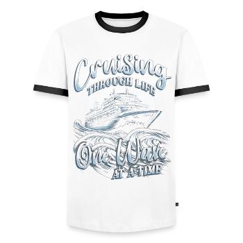Croisé de croisière Crusader - T-shirt contrasté Homme - blanc/noir - Devant - AI Model Female 172 light (172cm) & AI Model Male 178 dark (178cm)