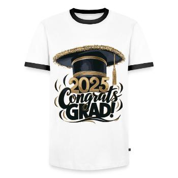 Schule Studuim Abschlussfeier Bestanden 2025 - Männer Kontrast-T-Shirt - Weiß/Schwarz - Vorne - AI Model Female 172 light (172cm) & AI Model Male 178 dark (178cm)