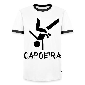 Capoeira - Men's Ringer Shirt - white/black - Front - AI Model Female 172 light (172cm) & AI Model Male 178 dark (178cm)