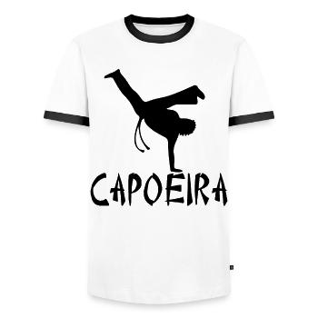 Capoeira - Men's Ringer Shirt - white/black - Front - AI Model Female 172 light (172cm) & AI Model Male 178 dark (178cm)