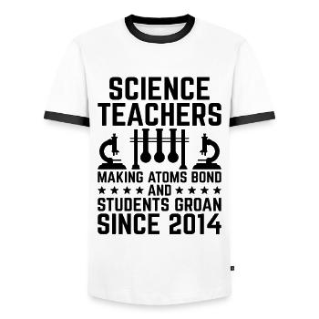 Science Teacher School Teacher Biology Chemistry P - Men's Ringer Shirt - white/black - Front - AI Model Female 172 light (172cm) & AI Model Male 178 dark (178cm)